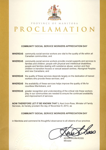 Community based social service workers appreciation day proclamation