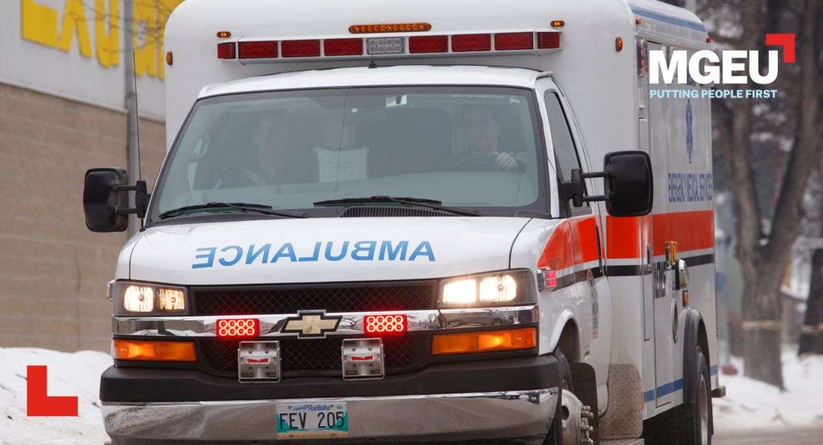 Photo of an ambulance on the road.