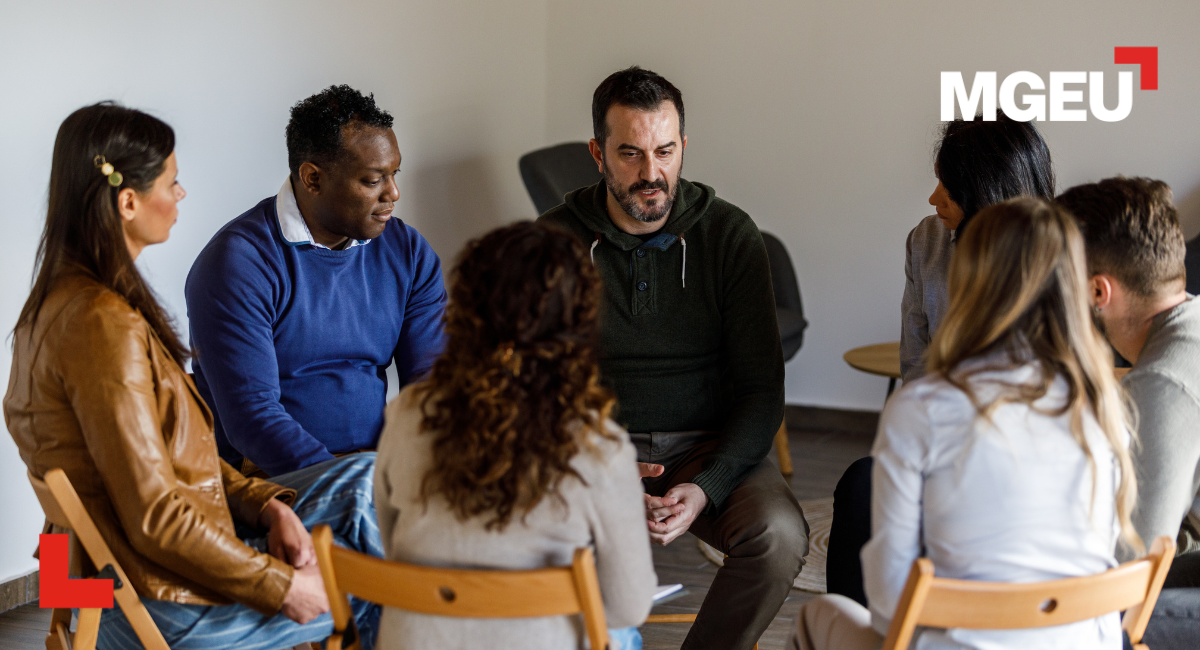 A group of people sitting in a circle